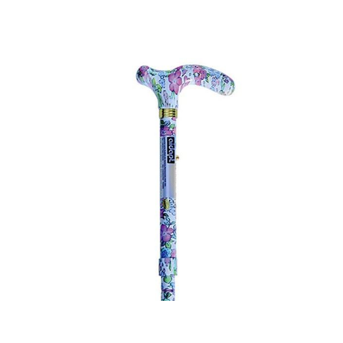 Canne de marche pliante réglable élégante Femme florale bleue