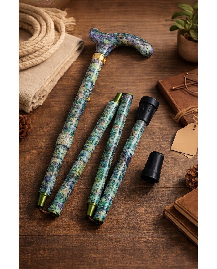Canne de marche pliante femme au superbe motif Nymphéas