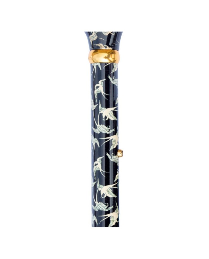 Canne de marche pliante réglable motif Hirondelles – Élégante légère et pratique