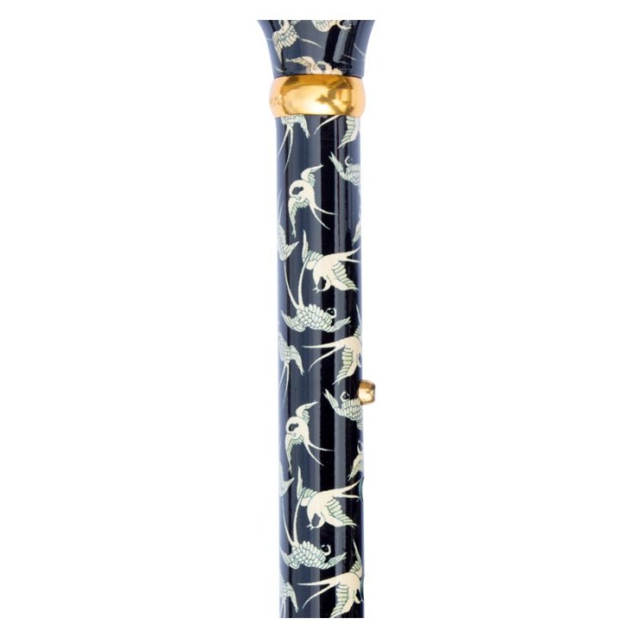 Canne de marche pliante réglable motif Hirondelles – Élégante légère et pratique