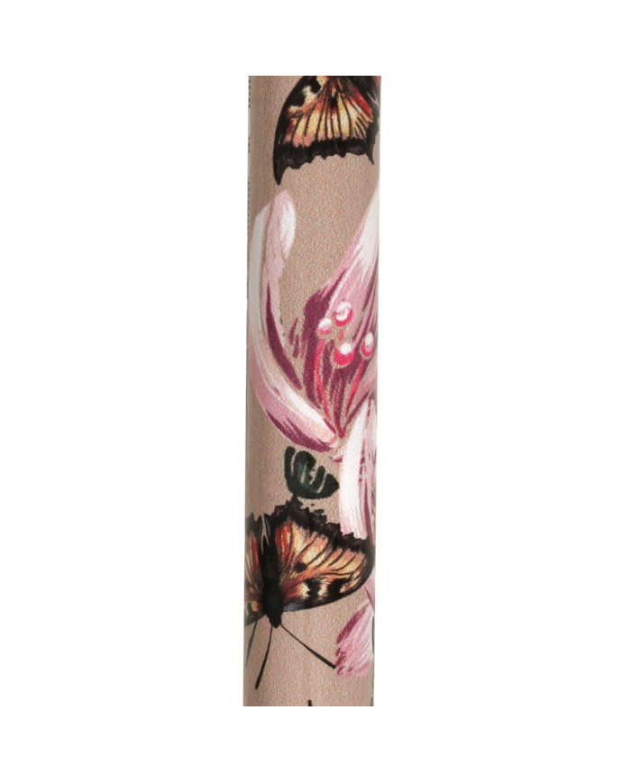 Canne réglable alu beige avec fleurs et papillons et poignée bois