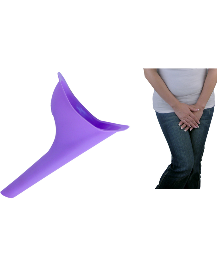 Urinoir féminin portable en silicone violet – réutilisable et discret