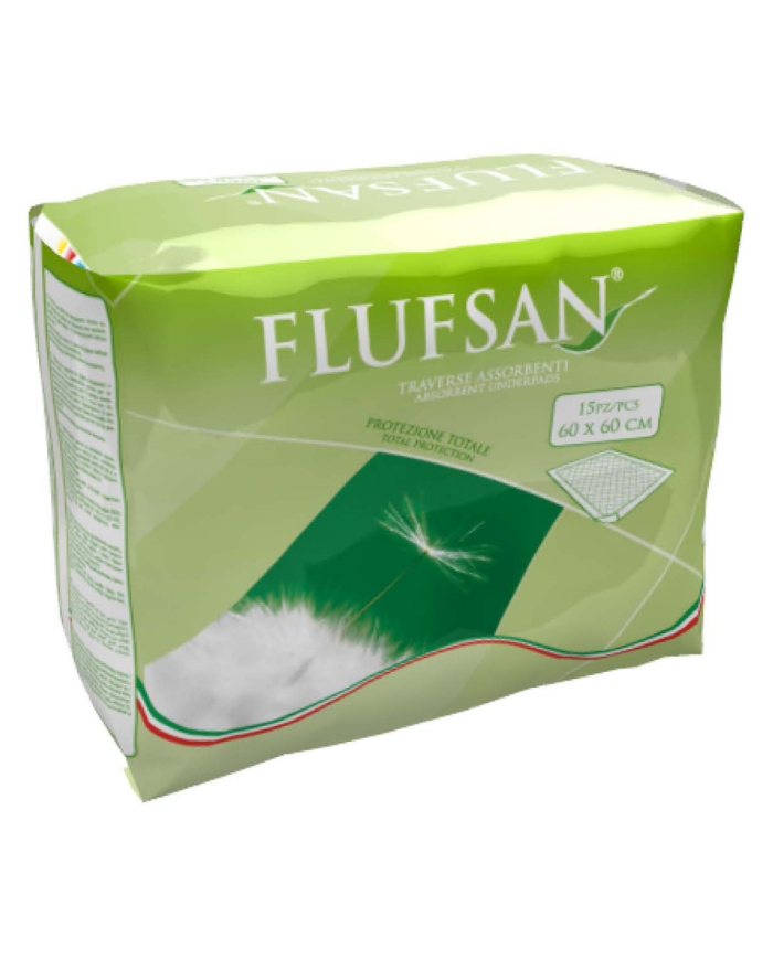 Alèses absorbantes incontinence Flufsan – 15 pièces – 60x60 cm ou 60x90 cm