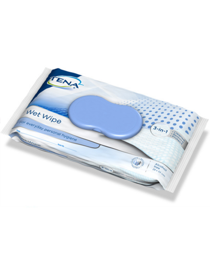 Lingettes TENA 3-en-1 – 48 pcs, douces et épaisses, sans alcool