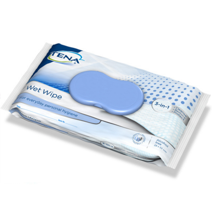 Lingettes TENA 3-en-1 – 48 pcs, douces et épaisses, sans alcool